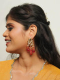 Ishhaara Kundan Precious Stone Earrings Light Pink