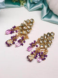 Ishhaara Kundan Precious Stone Earrings Violet