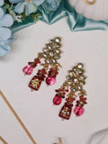 Ishhaara Kundan Precious Stone Earrings Violet