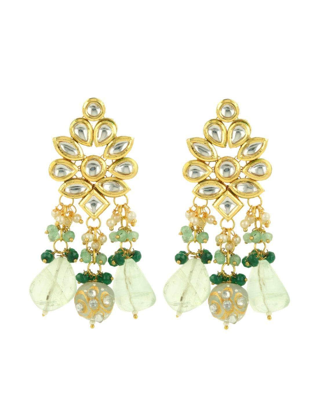 Ishhaara Kundan Precious Stone Earrings Violet