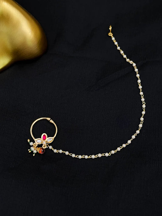 Ishhaara Kundan Ruby Bridal Nose Ring