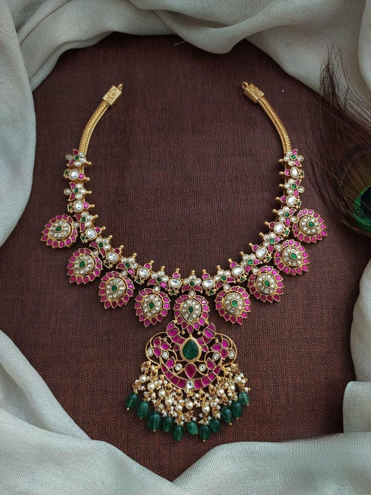 Ishhaara Kundan Ruby Choker Necklace - handcrafted Indian jewellery