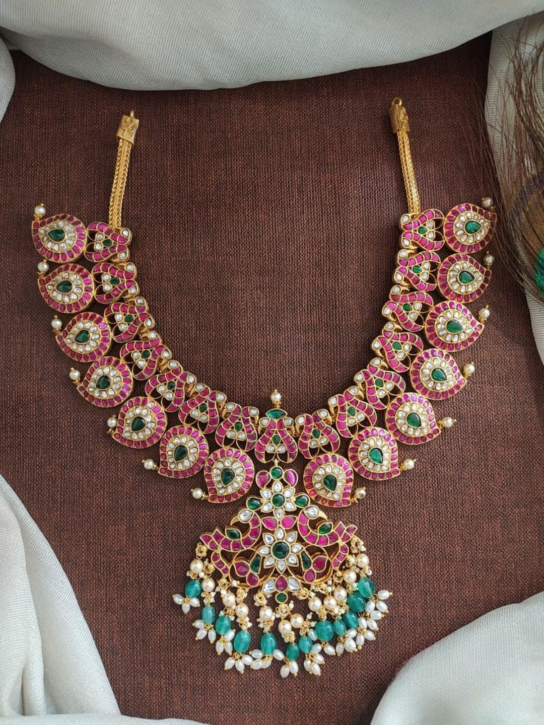 CM-UP719 Kundan Temple Necklace — handcrafted Indian jewellery