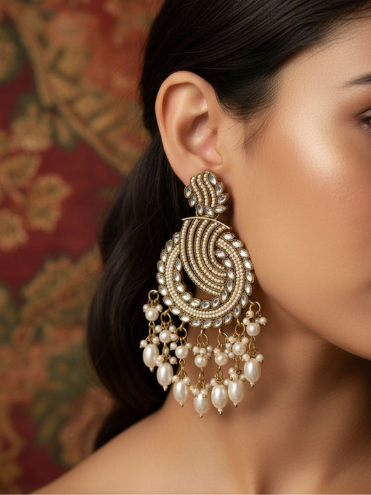 Ishhaara Kundan Stone Chandballi Earrings