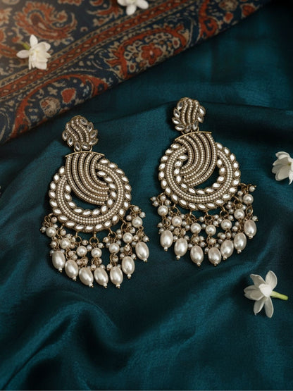 Ishhaara Kundan Stone Chandballi Earrings