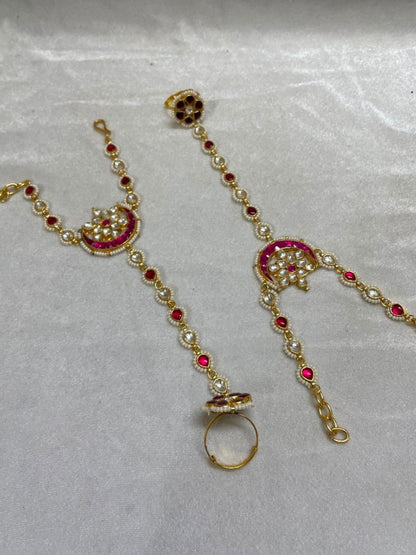 Ishhaara Kundan Studded Gold Plated Hathphool — handcrafted Indian jewellery