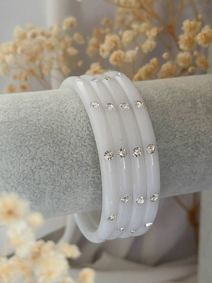 Ishhaara Kundan Studded White Bangles