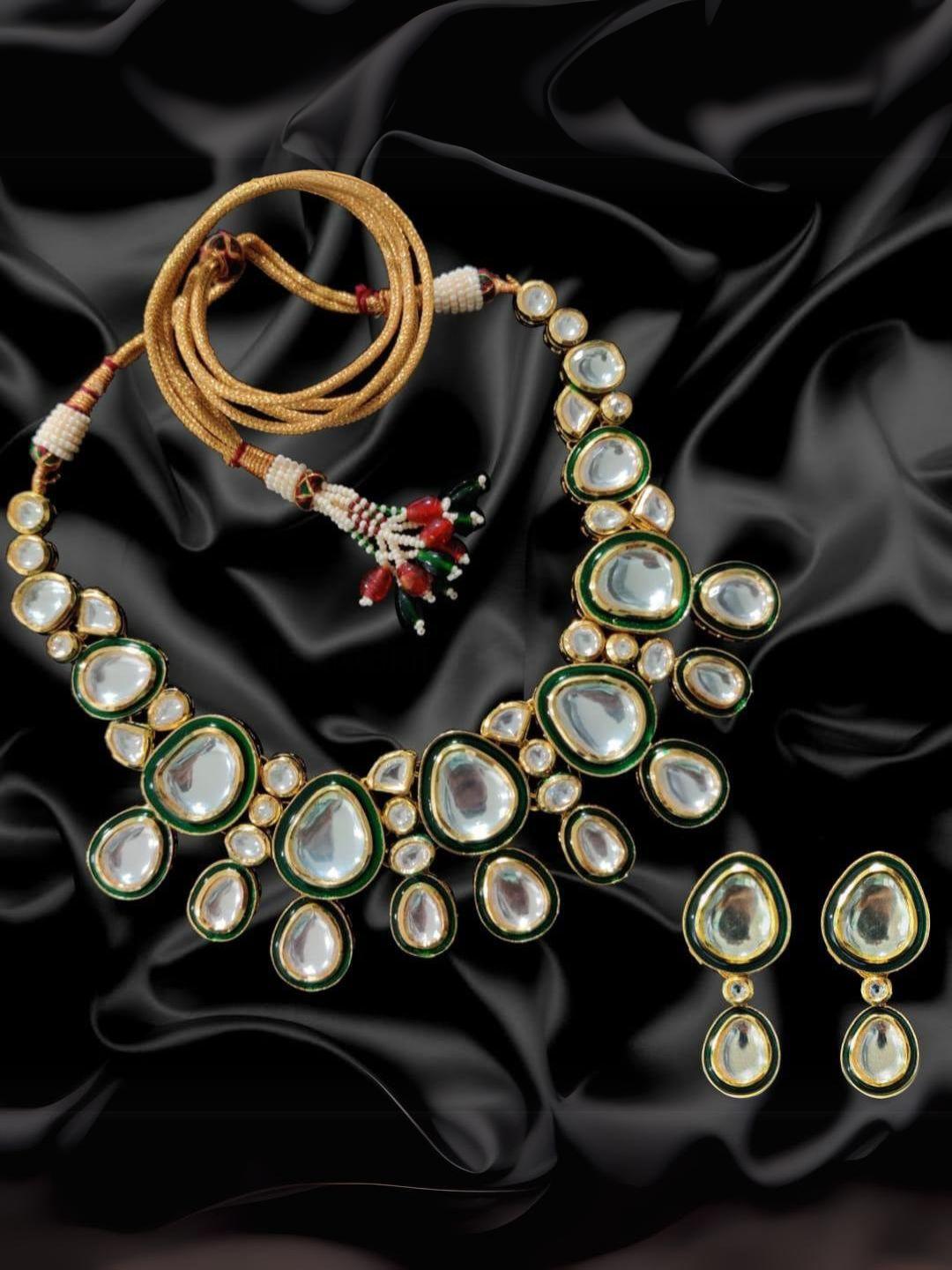 Ishhaara Kundan Symphony Emerald Meenakari Jewellery Set