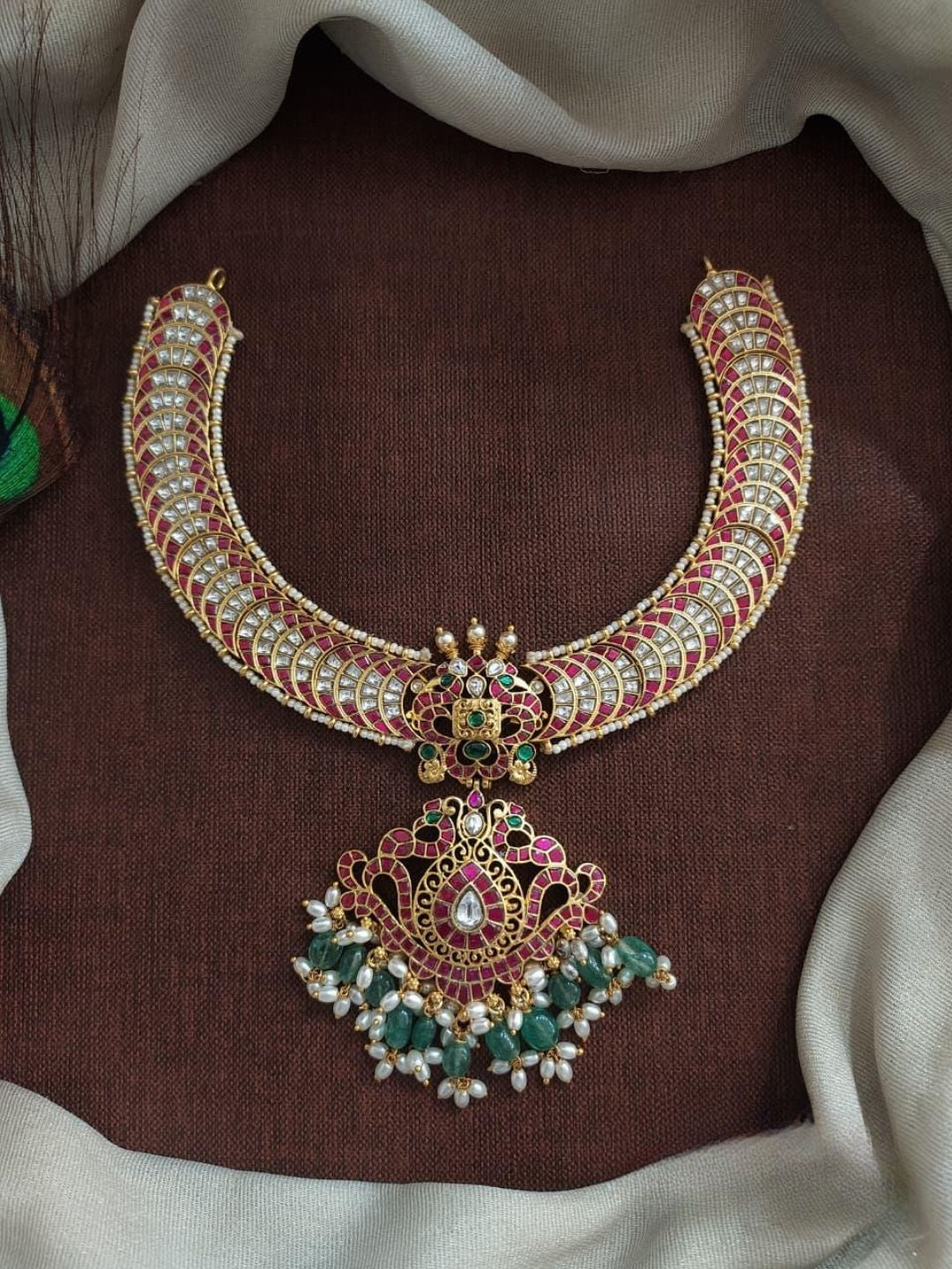 the brand Kundan Temple Choker Necklace Set — handcrafted Indian jewellery