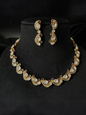 Ishhaara Kundan Uncut Polki Diamond Choker Necklace With Earrings