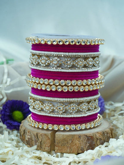 the brand Kundan Velvet Bangle Set — handcrafted Indian jewellery - view 10