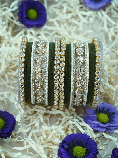 the brand Kundan Velvet Bangle Set — handcrafted Indian jewellery - view 6