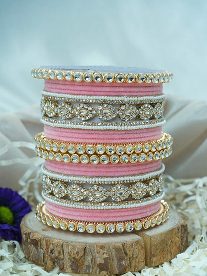 the brand Kundan Velvet Bangle Set — handcrafted Indian jewellery - view 8