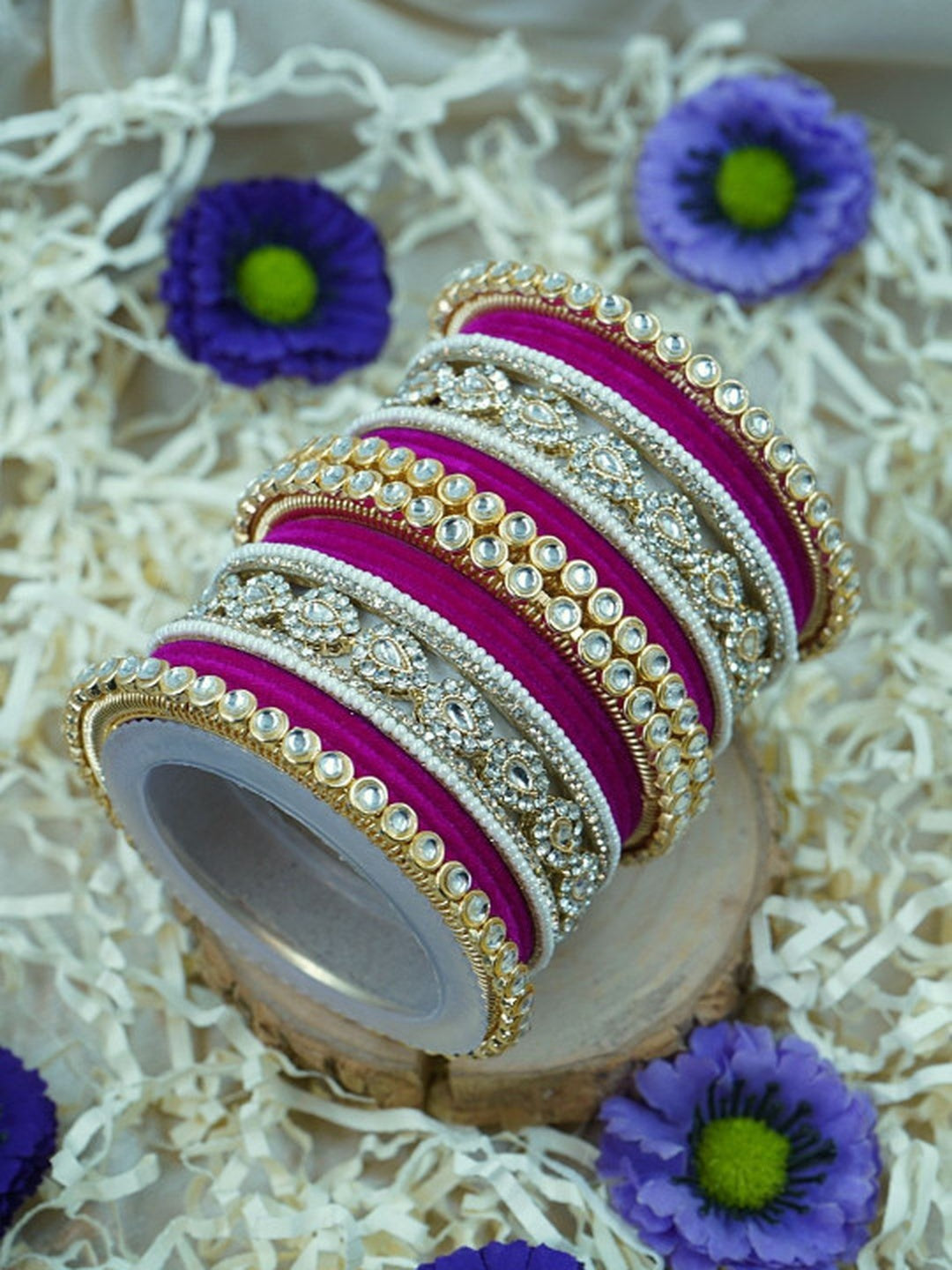 the brand Kundan Velvet Bangle Set — handcrafted Indian jewellery - view 11