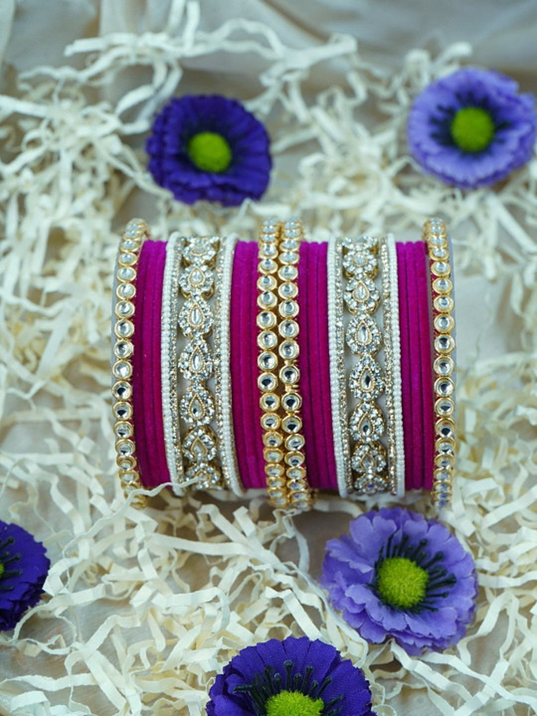 the brand Kundan Velvet Bangle Set — handcrafted Indian jewellery - view 12