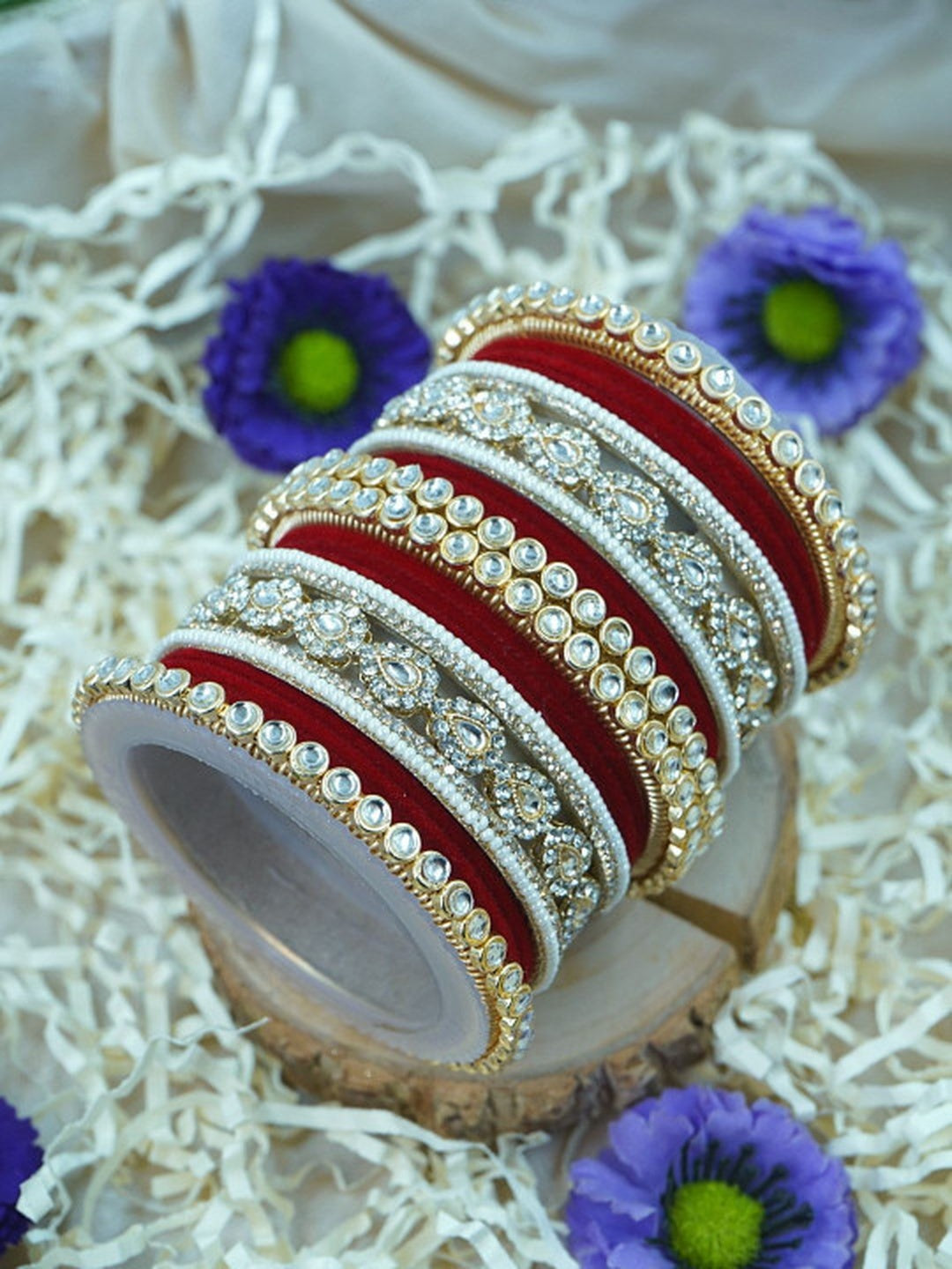 the brand Kundan Velvet Bangle Set — handcrafted Indian jewellery - view 14