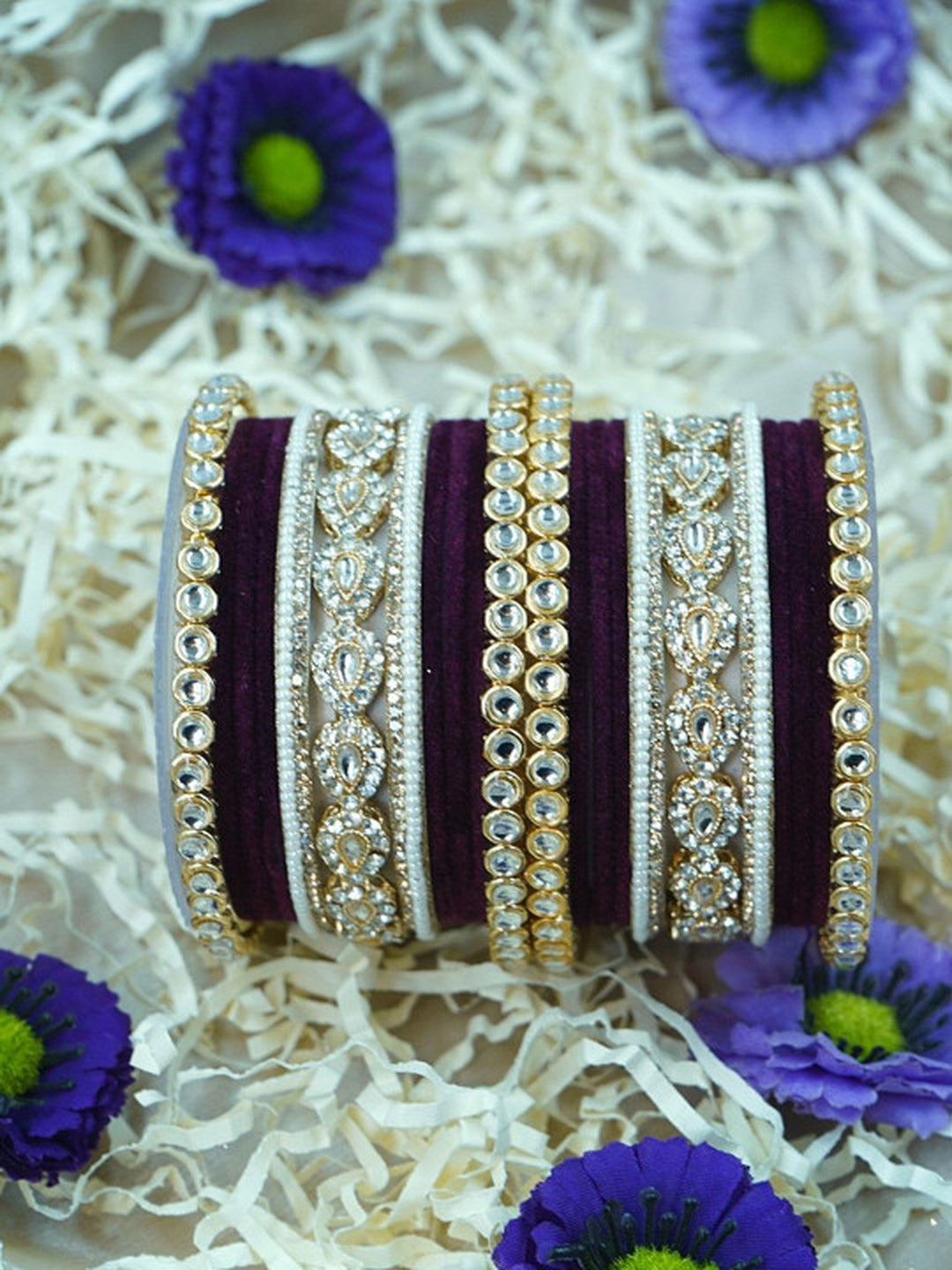 the brand Kundan Velvet Bangle Set — handcrafted Indian jewellery - view 18