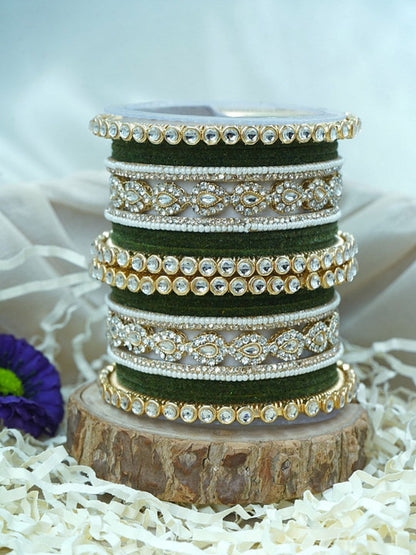 the brand Kundan Velvet Bangle Set — handcrafted Indian jewellery - view 5