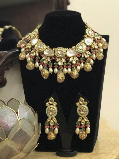 Ishhaara Kundan With Meena Design Necklace Set