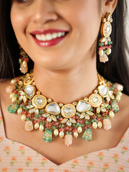Ishhaara Kundan With Meena Design Necklace Set