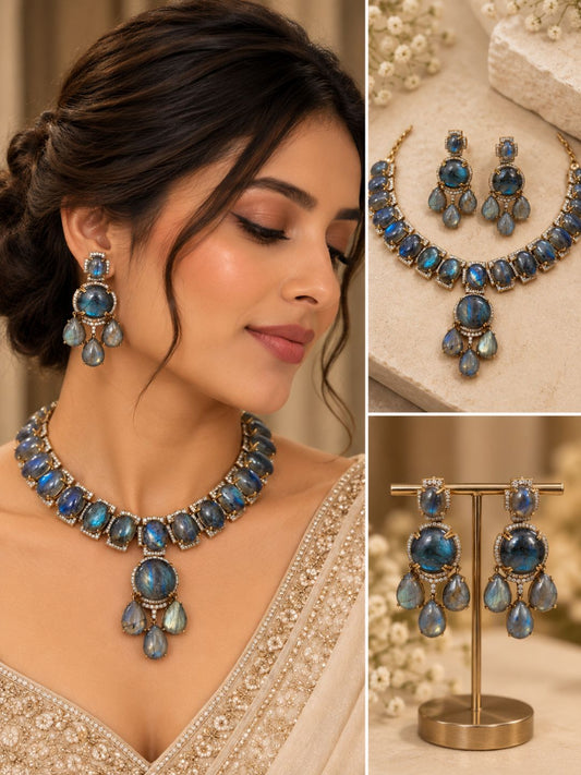Ishhaara Labradorite Bridal Statement Necklace
