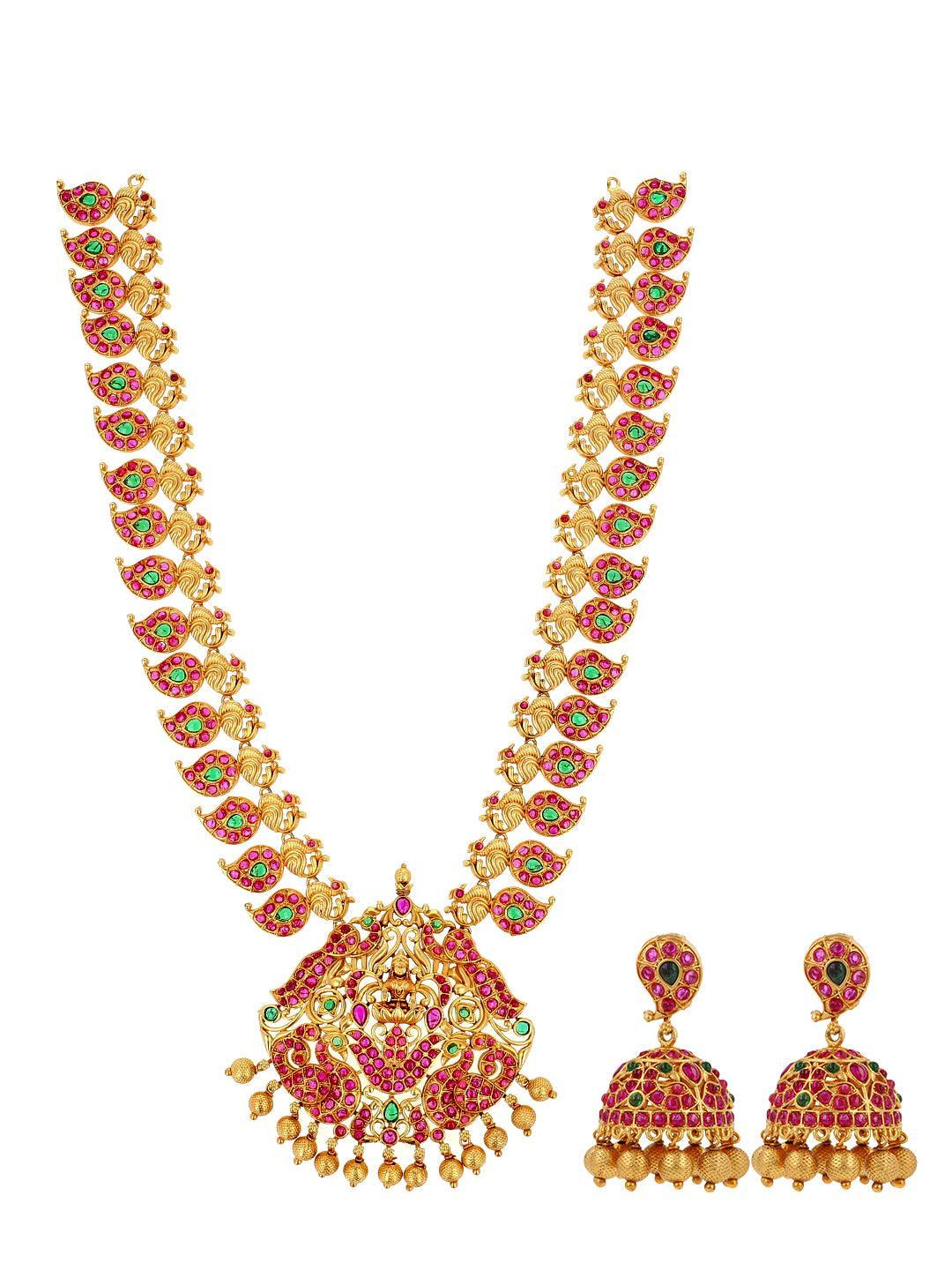 Ishhaara Lakshmi And Peacock Intricated Bridal Necklace Set