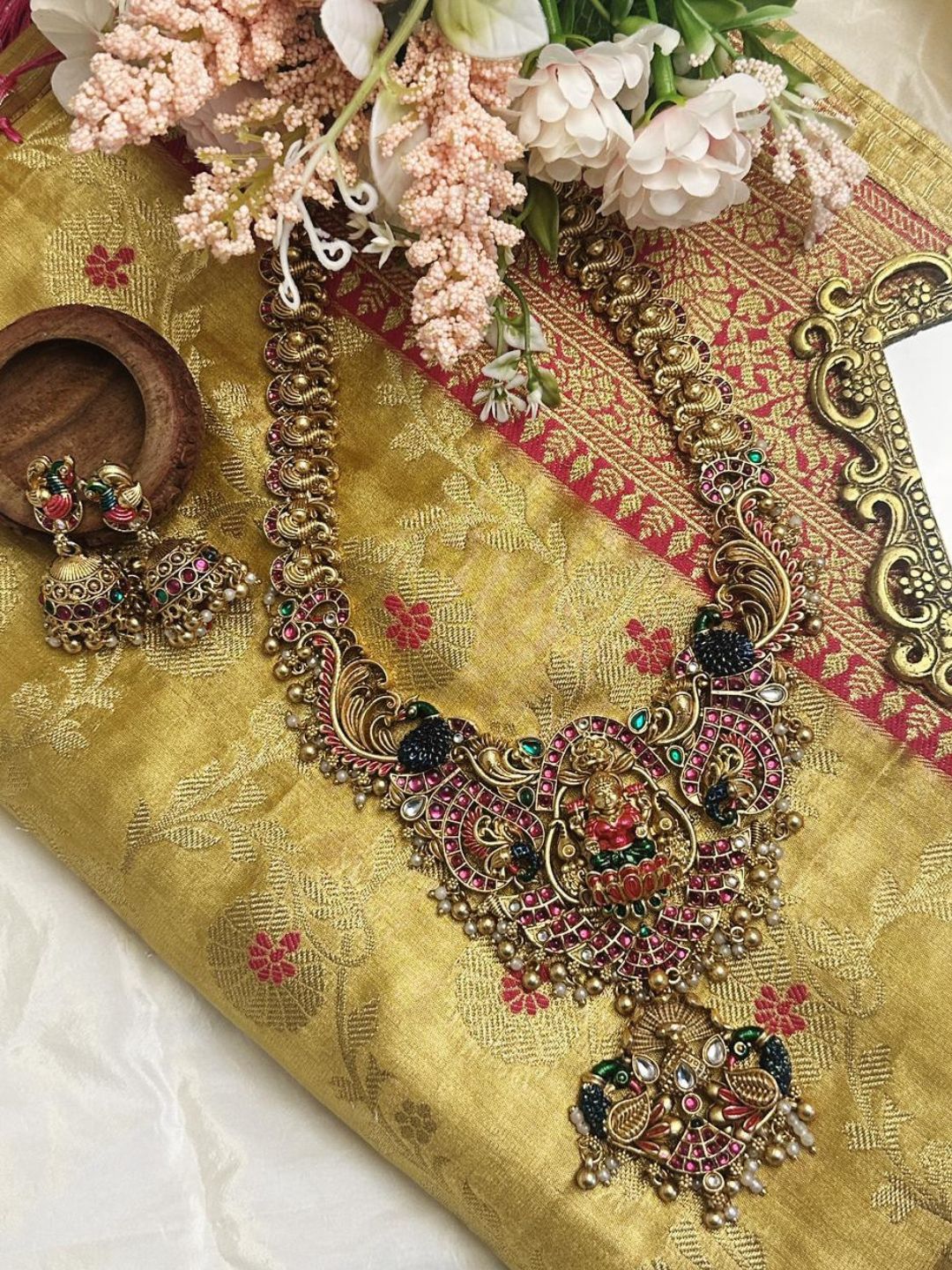 Ishhaara Lakshmi Enamel Peacock Haram