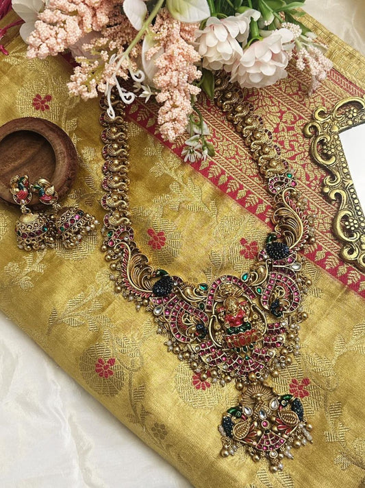 Ishhaara Lakshmi Enamel Peacock Haram