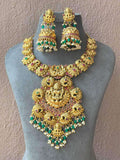 Ishhaara Lakshmi Jadau Choker Necklace With Green Beads