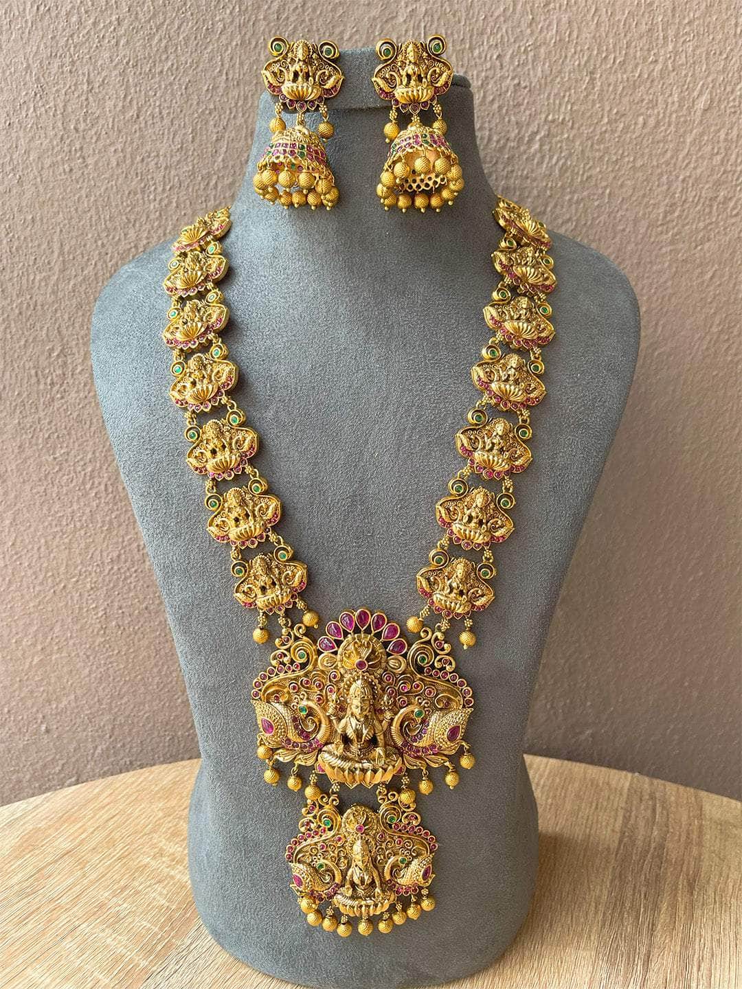 Ishhaara Lakshmi Jadau Double Pendant Necklace