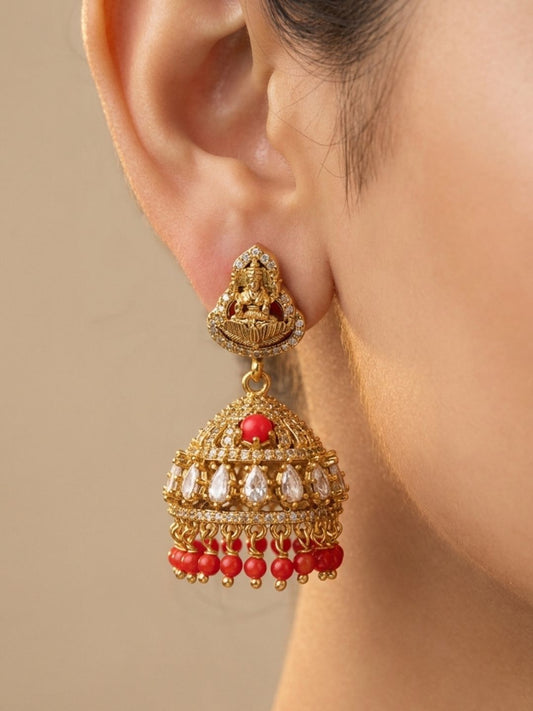 Ishhaara Lakshmi Jhumka With Pavalambeads