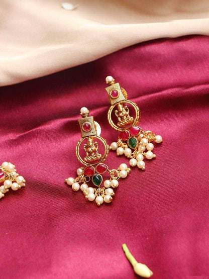 Ishhaara Lakshmi Pearl Necklace Temple Jewellery Set
