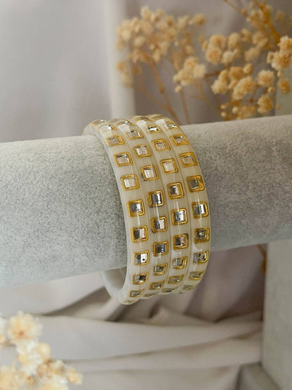 Ishhaara Laminated Square Shaped Kundan Studded Bangles