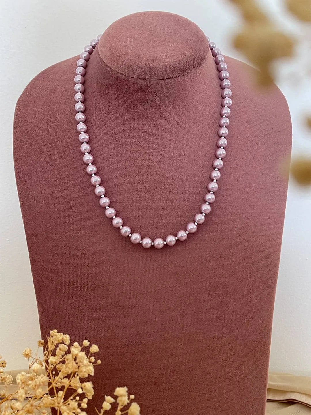 Ishhaara Lavender Round Freshwater Pearl Necklace