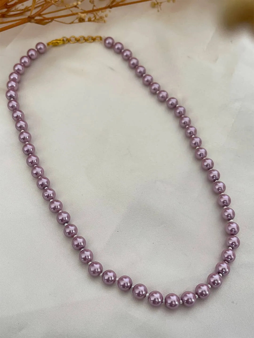 Ishhaara Lavender Round Freshwater Pearl Necklace