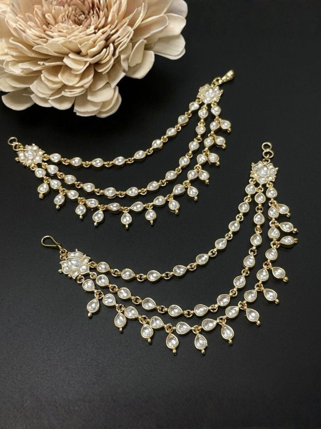 Ishhaara Layered Bridal Jadau Kundan Ear Chains