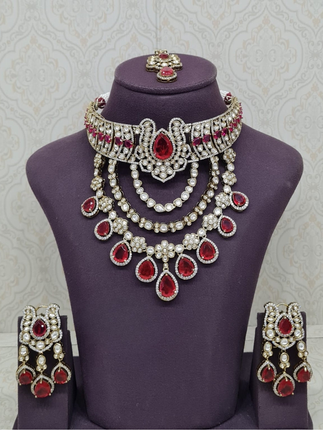 Ishhaara Layered Moissanite Polki Stone Studded Bridal Choker