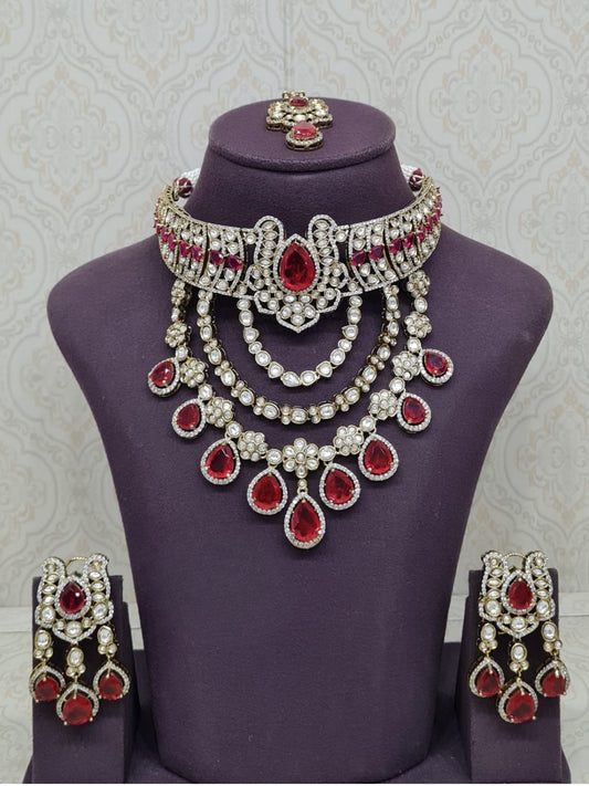 Ishhaara Layered Moissanite Polki Stone Studded Bridal Choker