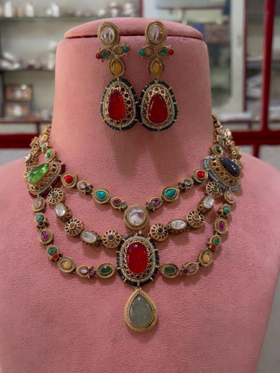 Ishhaara Layered Multicolor Elegant Stone Studded Neckalce
