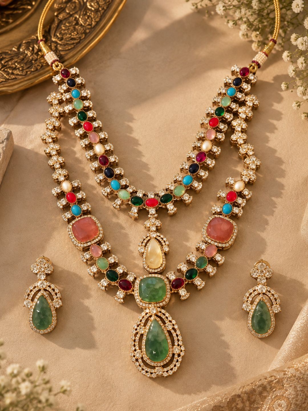 Ishhaara Layered Noor Navratna Statement Necklace