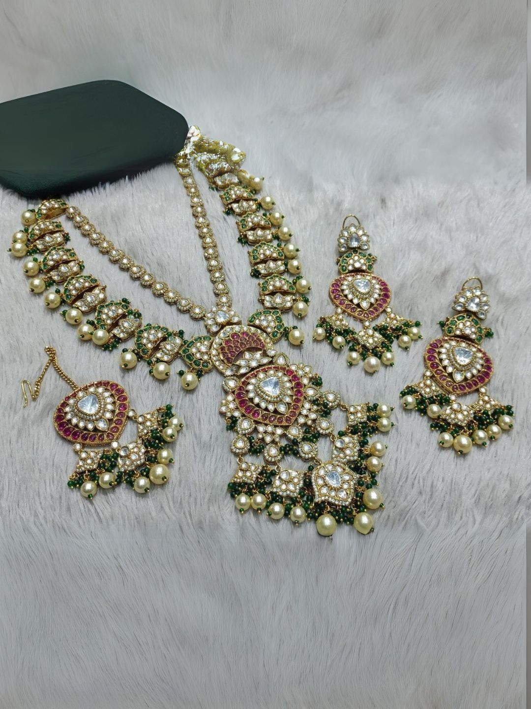 Ishhaara Layered Polki Studded Long Bridal Necklace