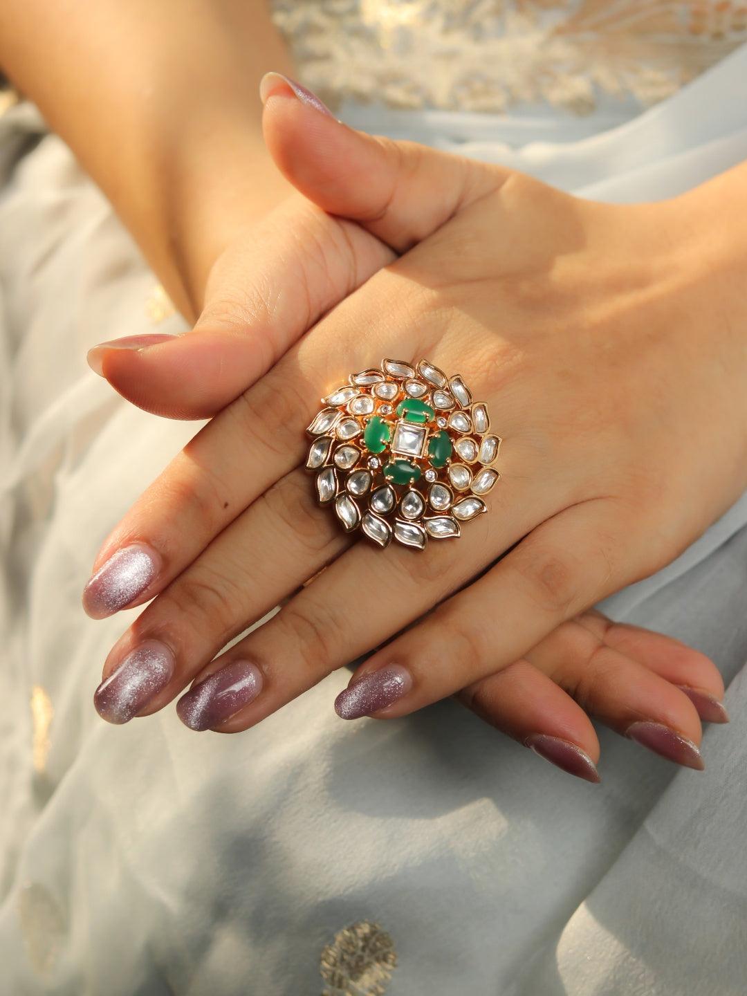 Ishhaara Layered Round Kundan Ring