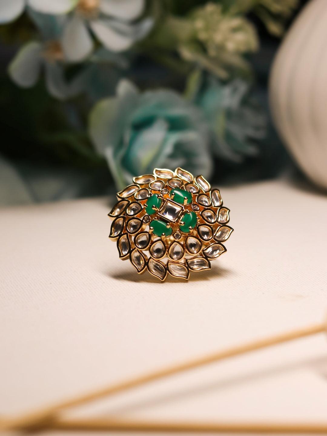 Ishhaara Layered Round Kundan Ring