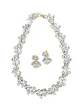 Ishhaara Leaf Crystal Necklace With Earring - Gold