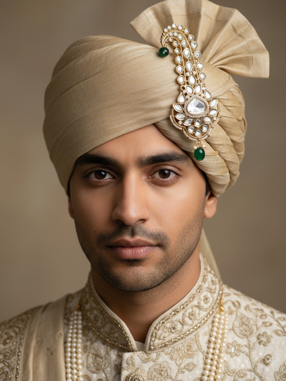 Ishhaara Leaf Shaped Kundan And Green Stone Studded Kalangi