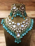 Ishhaara Light Blue Big Kundan Precious Stone Necklace