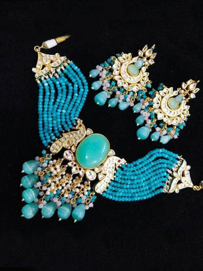 Ishhaara Big Stone Onex Choker And Earring Set
