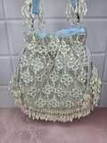 Ishhaara Light Blue Designer Pearl Potli Bags