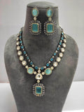 Ishhaara Light Blue Double Layered Kundan Polki Necklace