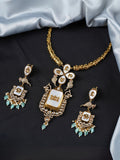 Ishhaara Light Blue Gold Plated Meenakari Hasli Set